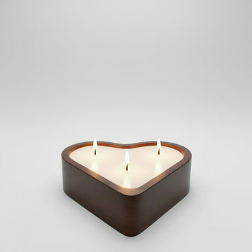 Love In The Air Wooden Heart-Shaped Candle 3wick