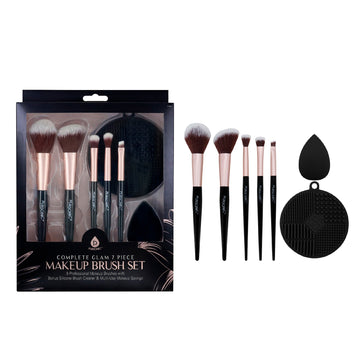 8-Piece Pro Makeup Application Set – 7 Brushes + Blending Sponge - Skincare Lab