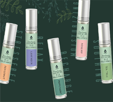 Aromatherapy Essential Oils Rollerballs (Bergamot, Lavender, Peppermint, Rosehip, Tea Tree) - Skincare Lab