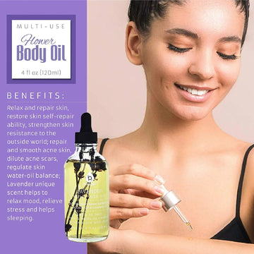 Lavendar Flower Multi Use Body Oils 4 Oz - Skincare Lab