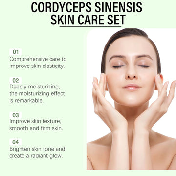 Cordyceps Skincare Set Facial Cleanser Face Moisturizing Serum Toner Firming Eye Cream Face Brighten Skincare Product Gift Box