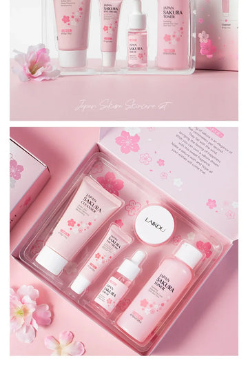 Sakura Kit Skin Care Sets Moisturizing and Reducing Fine Lines Cleansing Pore Product 5-Piece Korean Christmas Gift Set