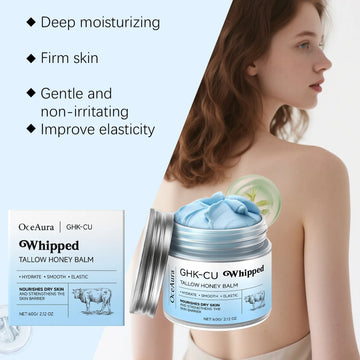 Copper Peptides GHK-Cu Beef Tallow for Skin: Blue Balm Manuka Honey Face and Body Moisturizer for Mature, Dry & Sensitive Skin