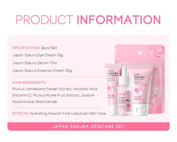 Skin Care Set Vitamin C Sakura Snail Essence Serum & Eye Cream & Face Cream Moisturizer Travel Size Skincare Set