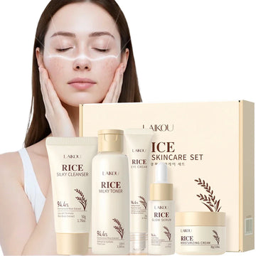5PCS Rice Extract Skincare Set Niacinamide Hyaluronic Acid Gentle 24H Hydration For All Skin Men Women Face Body Daily Holiday