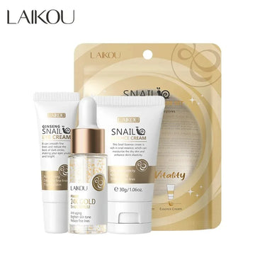 Skin Care Set Vitamin C Sakura Snail Essence Serum & Eye Cream & Face Cream Moisturizer Travel Size Skincare Set