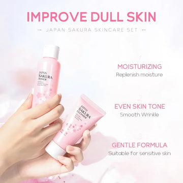 Sakura Kit Skin Care Sets Moisturizing and Reducing Fine Lines Cleansing Pore Product 5-Piece Korean Christmas Gift Set