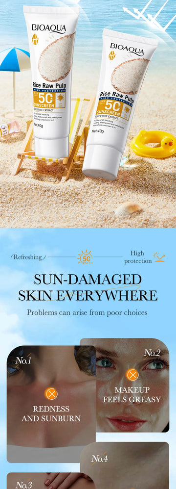 Face & Body Sunscreen SPF 50+ Facial Sunblock UVA & UVB Protection Sunblocking Cream Non-Greasy Anti Aging for Summer Beach 40g