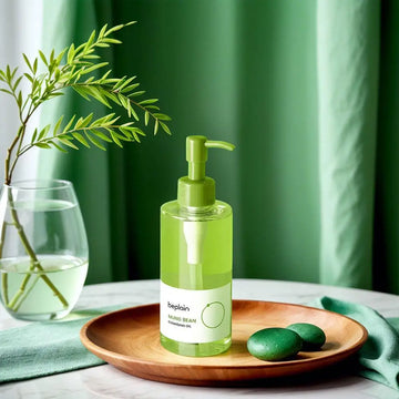 Korean Green Bean Beplain Set Foam, Face Pore Moisturizing Mung Bean Peptide Serum, Pore Clay Mask and Cleansing Oil Skincare Sets