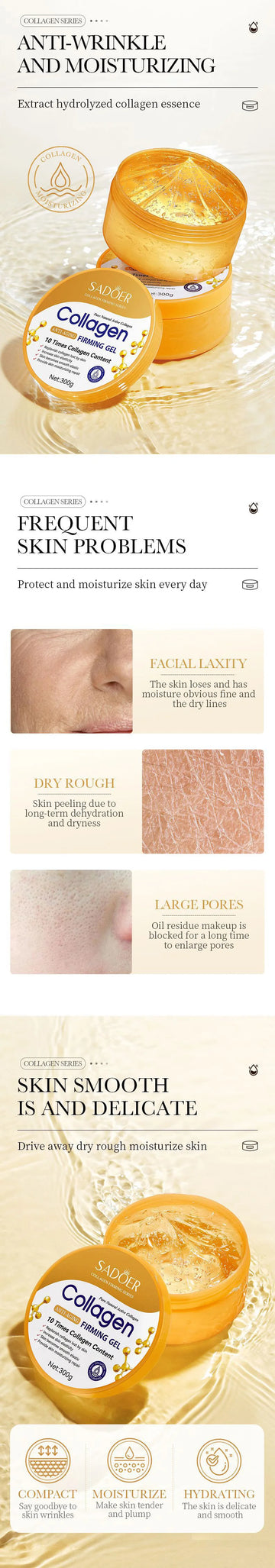 Collagen Facial Cream Face Moisturizing Gel Repair Brightening Firming Facial Creams Beauty Skin Care Products for Face