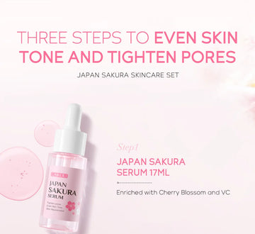 Skin Care Set Vitamin C Sakura Snail Essence Serum & Eye Cream & Face Cream Moisturizer Travel Size Skincare Set