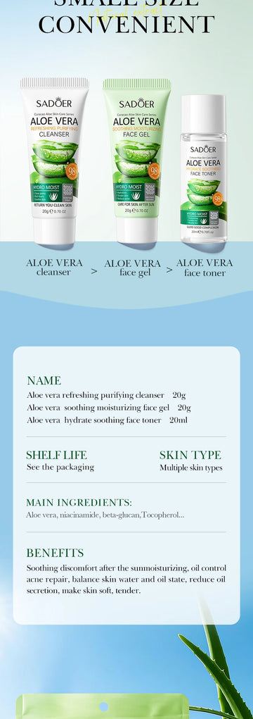 Facial Skin Care Set Moisturizing Facial Cleanser Refreshing Facial Cleanser Firming Aloe Vera Face Gel Rejuvenate Skin Lighten