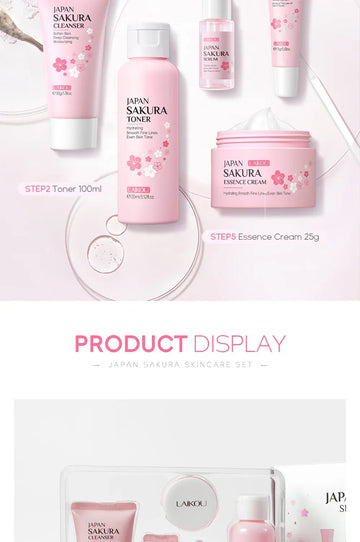 Sakura Kit Skin Care Sets Moisturizing and Reducing Fine Lines Cleansing Pore Product 5-Piece Korean Christmas Gift Set