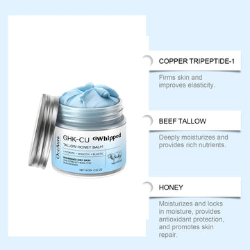 Copper Peptides GHK-Cu Beef Tallow for Skin: Blue Balm Manuka Honey Face and Body Moisturizer for Mature, Dry & Sensitive Skin