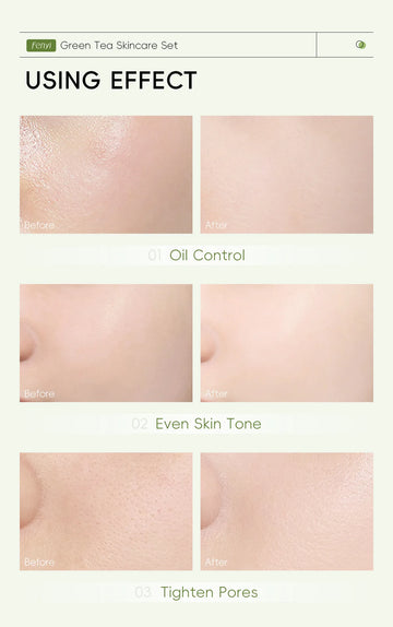 Green Tea Facial Cleaner Soothes Skin Face Toner tea Serum Moisturizing Cream Repairing Eye Cream Kits