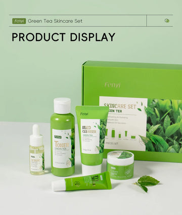 Green Tea Facial Cleaner Soothes Skin Face Toner tea Serum Moisturizing Cream Repairing Eye Cream Kits