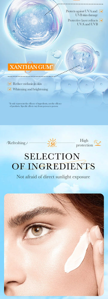 Face & Body Sunscreen SPF 50+ Facial Sunblock UVA & UVB Protection Sunblocking Cream Non-Greasy Anti Aging for Summer Beach 40g