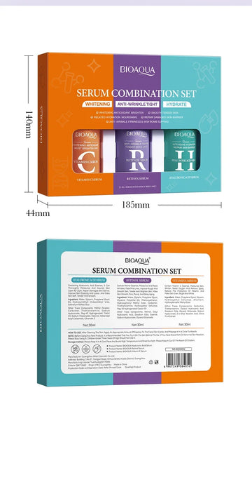 3pcs BIOAQUA Vitamin C Retinol Hyaluronic Acid Serum Face Moisturizing Anti Wrinkle Whitening Facial Essence Skin Care Products