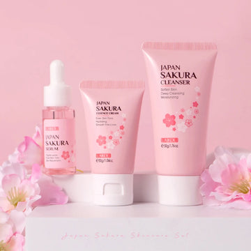Japan Sakura Skincare Set Moisturizing Anti-Aging Kit Wrinkle Smoothing Radiance Boosting Facial Kit Gift Set