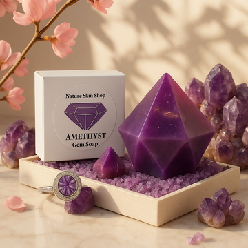 Mystic Amethyst Birthstone Gem Soap with Hidden Silver Ring - Skincare Lab
