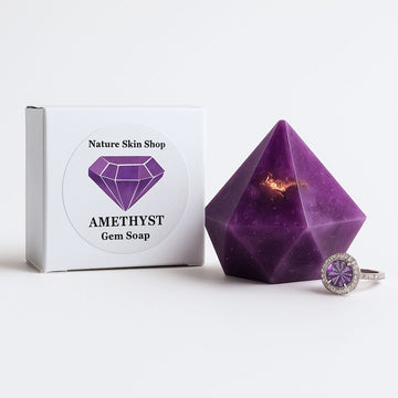 Mystic Amethyst Birthstone Gem Soap with Hidden Silver Ring