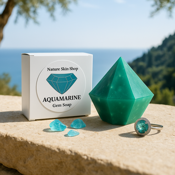 Aquamarine Birthstone Gem Soap with Hidden Silver Ring