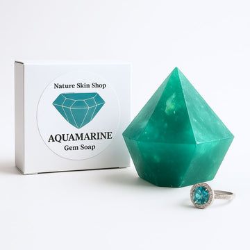 Aquamarine Birthstone Gem Soap with Hidden Silver Ring