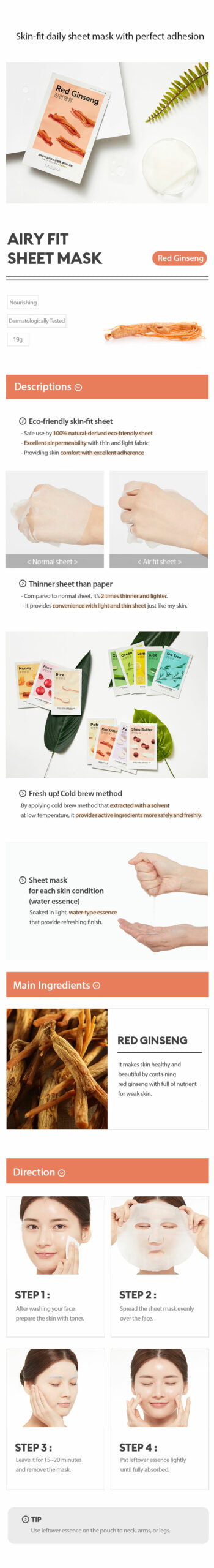 MISSHA Airy Fit Sheet Mask Red Ginseng