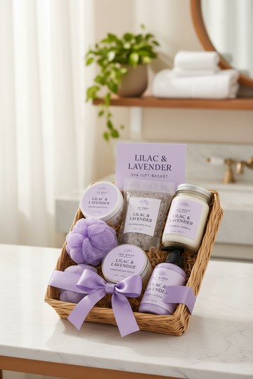 Lilac and Lavender Spa Gift Basket For Women