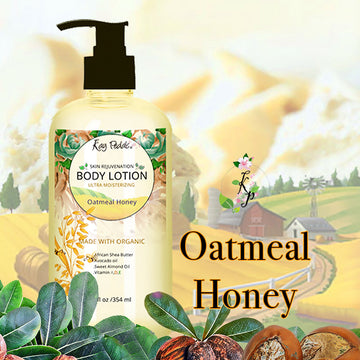 Oatmeal and Honey Organic Body Lotion | Shea Butter Natural Body Cream | Aromatherapy Scented Lotion | Hydrating Organic Skincare