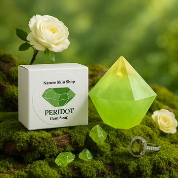 Peridot Birthstone Gem Soap with Hidden Silver Ring - Skincare Lab