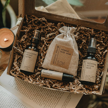 Shower Spray, Pillow Mist, Oatmeal Soak, Headache Relief Gift Set