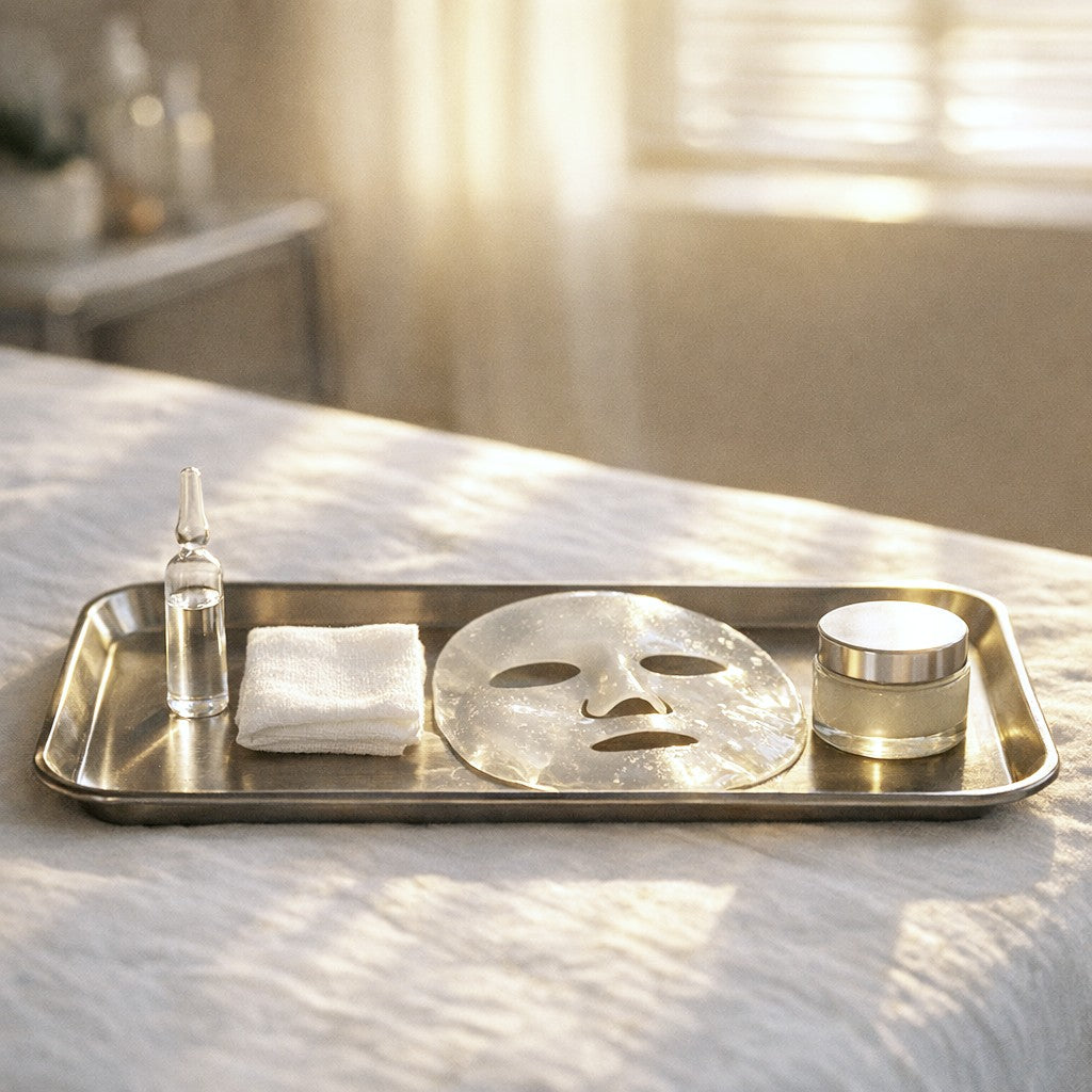 Medispa aftercare tray in bright morning light
