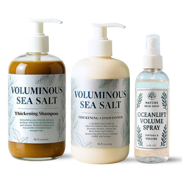 Voluminous Sea Salt Shampoo & Conditioner Set + OceanLift Volume Spray – Boost Texture & Volume